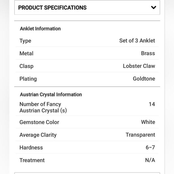 Austrian Crystal Charm Anklet set of 3 - Picture 16 of 16